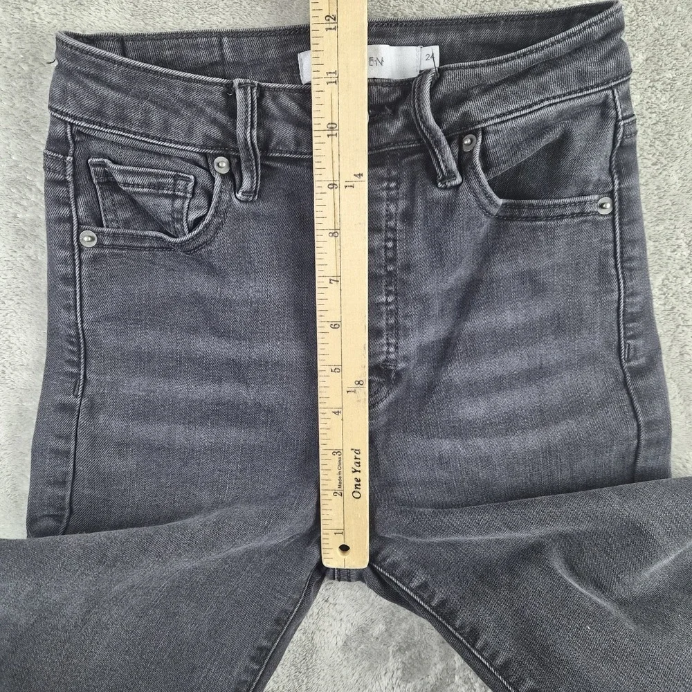 Hidden Wide Leg Jeans Women 24 Black Denim High Rise Button Fly Raw Hem Stretch